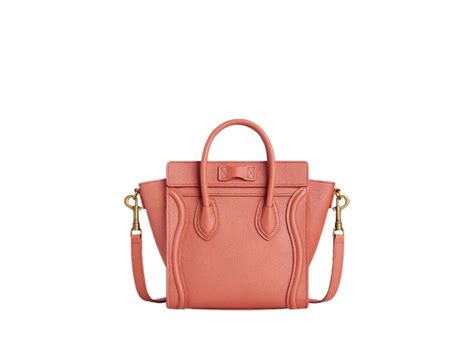 CELINE Drummed Calfskin Nano Luggage Terracotta